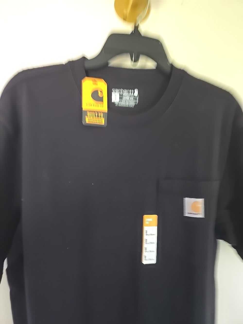 Carhartt Mens S Loose Fit Black Pocket T-Shirt with Logo New